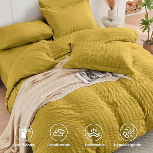 Σετ παπλωμάτων King Size σε κίτρινο χρώμα Seersucker, 7 τεμάχια 2