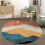Abstract Round Area Rug Faux Wool 4 ft 5