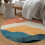 Abstract Round Area Rug Faux Wool 4 ft 8