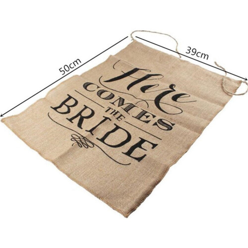 Burlap Wedding Direction Sign 'Here Comes' Banner 50 cm 1