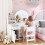 AIYAPLAY Girls Dressing Table with 2-Colour LED Mirror and Stool, White 1
