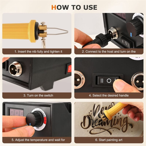 60W Pyrography Machine Kit with Wood Burning Pen and 30 Wire Tips for Crafting 2