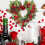 Corona de rosas artificiales en forma de corazón, roja, 35,5 cm (14 pulgadas) 6