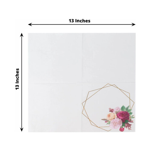 BalsaCircle20White13x13in Χαρτοπετσέτες για δείπνο κοκτέιλ με λουλούδια και εξάγωνο σχέδιο, 1