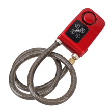 High Volume Vibration Alarm Motorcycle Lock with 80cm Steel Rope Red
