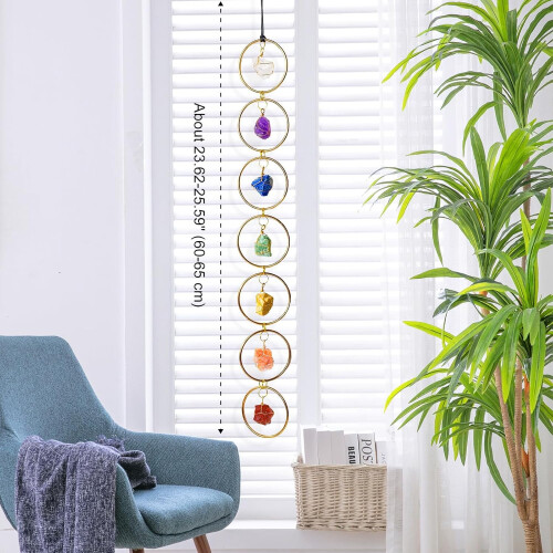 7Chakras Φυσική Κρυστάλλινη Πέτρα, Κρεμαστή Χρυσή Διακόσμηση Τοίχου 1