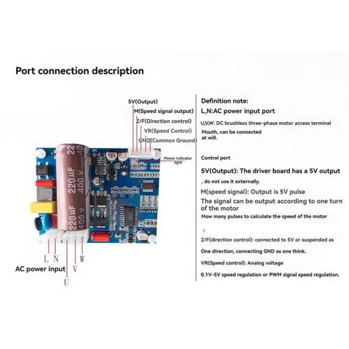 Brushless Motor Drive Control Board High Voltage Drive Module with over Temperature/Overload/Overvoltage Protection A 2