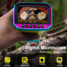 Microscope Numérique avec Caméra, Écran IPS de 3,0 Pouces, Grossissement 800X, Enregistrement Vidéo, Microscope avec Carte de 32 Go pour Enfants