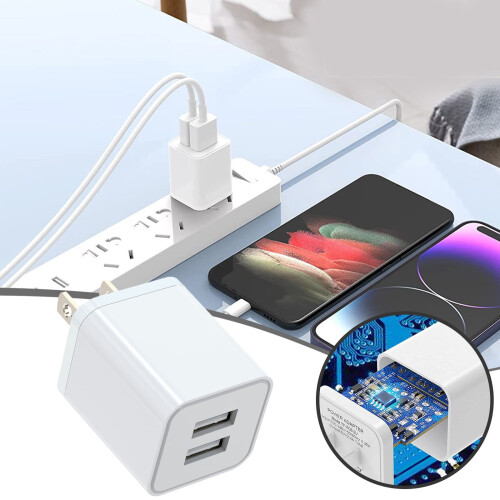 2-Pack USB Wall Charger 5V/2.4A, Foldable Plug Cube, Compatible with USB Devices 1