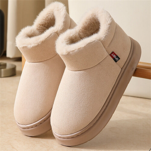 Women's Winter Fleece-Lined Snow Boots Beige Size 7 1