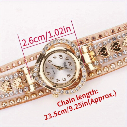 Damen-Armbanduhr mit langem Strassbesatz 2