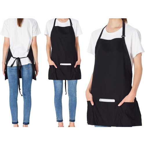 Verstellbare Kochschürze mit 3 Taschen, 2er-Pack 2