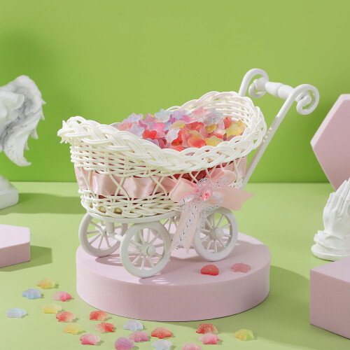 Pink Trolley-Shaped Candy Basket PP Material 26x10x15cm 2