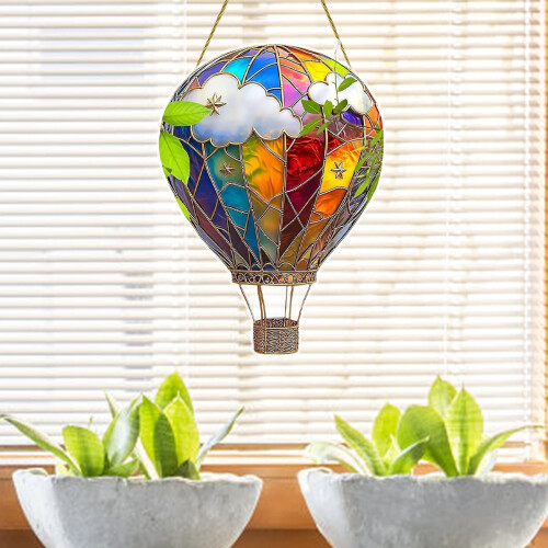 Solarlaterne im Heißluftballon-Design mit flackernder Flamme 1