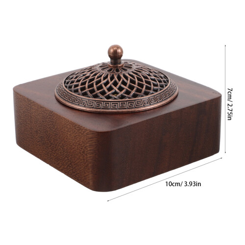 Vintage Wooden Cone Incense Burner with Copper Base 1