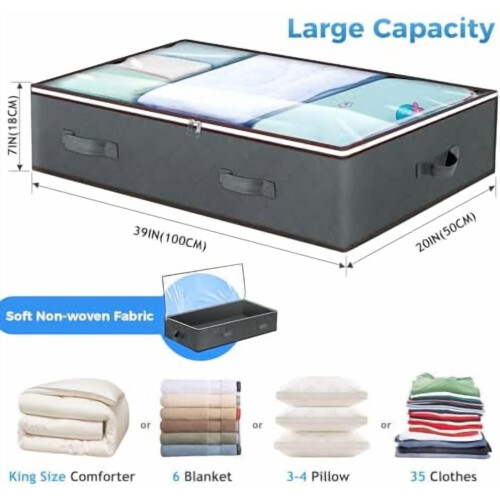 90L Foldable Under-Bed Storage Bags with Clear Window 1