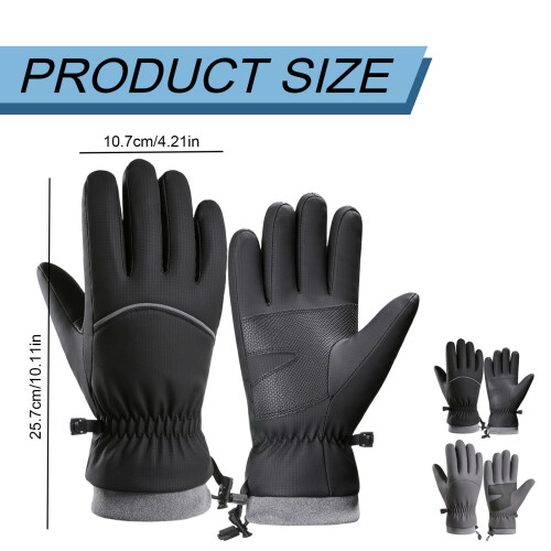 Winter Warm Ski Gloves Windproof Touchscreen Fleece Lined 2