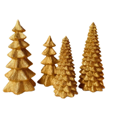 Gold Christmas tree set lighted tabletop 6-inch 1