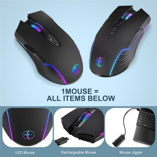 Wireless Gaming Mouse Mover Mouse Jiggler with /Off Button Keep Computer Awake Quiet Click Rechargeable Optical Mouse 1