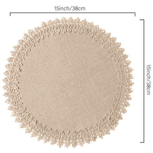 Στρογγυλά υφαντά σουπλά 15 ιντσών, Boho Rattan τραπεζομάντιλα, χειροποίητα υφαντά σε 2