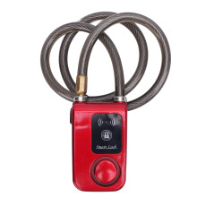 Keyless IP44 Water-Resistant Bluetooth Motorcycle Lock with Alarm, 80cm Steel Rope, Red
