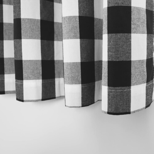 Black & White Buffalo Check Cotton Kitchen Curtain Set 3 Pc 2