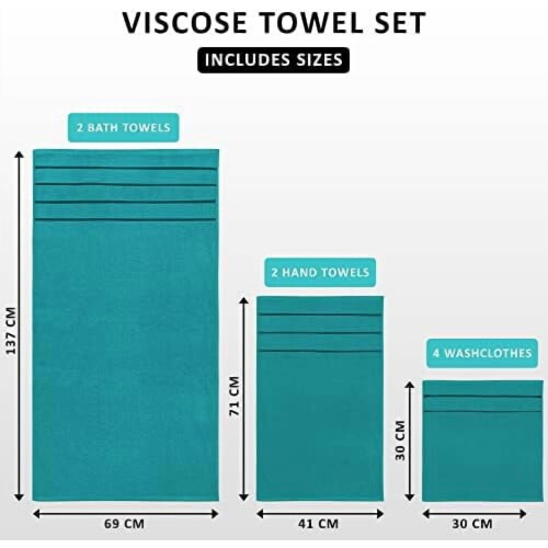 Ensemble de 8 serviettes de luxe en coton à rayures en viscose 1