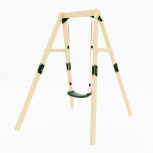GALACTICA Outdoor Wooden Frame Single Plastic Swing, Garden Swing for Kids Play