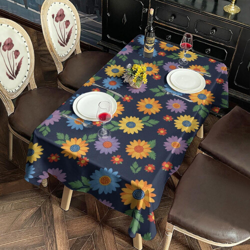Floral Polyester Rectangle Tablecloth 60x102 in 1