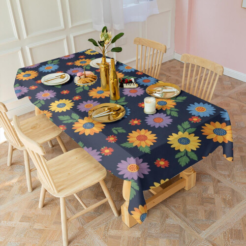 Floral Polyester Rectangle Tablecloth 60x102 in 2