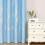 Sky Blue Blackout Curtains with Silver Palm Pattern, 2