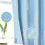 Sky Blue Blackout Curtains with Silver Palm Pattern, 3