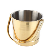 Thickened Stainless Steel Ice Bucket 1.0L with Filter Plate Gold
