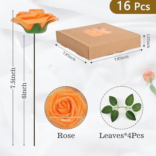 16 Ivory White Artificial Roses with Stems 2