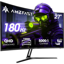 27 Inch Curved Gaming Monitor - 180Hz(DP), QHD 2560x1440, 1500R VA Panel with 5000:1 Contrast