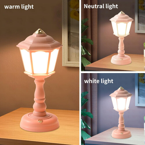 Mini Vintage LED Desk Lamp, Dimmable, USB Rechargeable 2