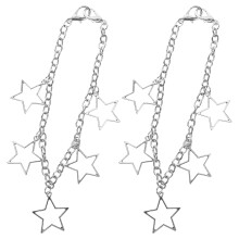 4Pcs Hollow Star Shoe Charms Chain Detachable Silver Strap for Boots