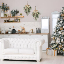 2PCS Christmas Flowers Decorations, 19Inch Artificial Berry Front Door/Fireplace for Home Holiday Wall Party Xmas Decor