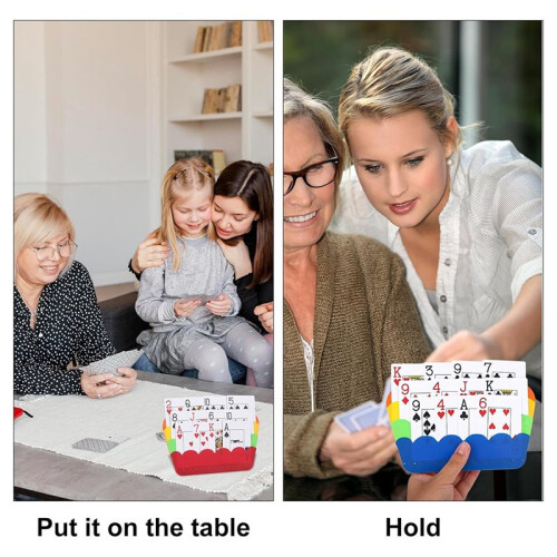 2pcs Card Holders for Playing Cards Hands-Free Playing Cards Holder with Snap Button Stand 3 Layers Stackable Storage 2