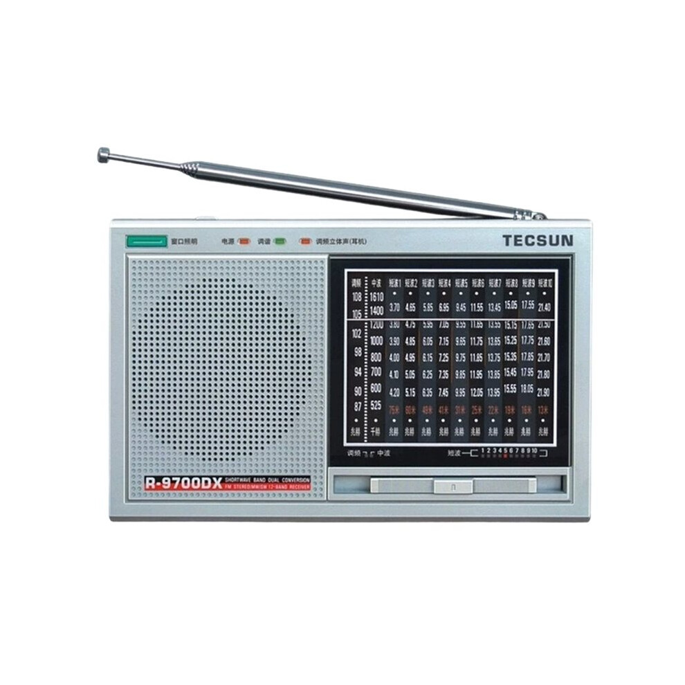 Tecsun R9700dx Sw Mw Fm World Band Radio Receiver High Sensitivity Portable Shortwave Radio Clear Sound, Cn Plug Silver 6034021408389