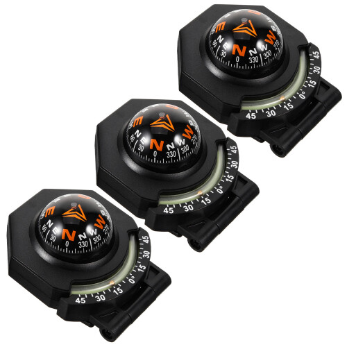 3St Multikleuren Auto Dashboard Kompasbal, ABS, Luminous & Draagbaar