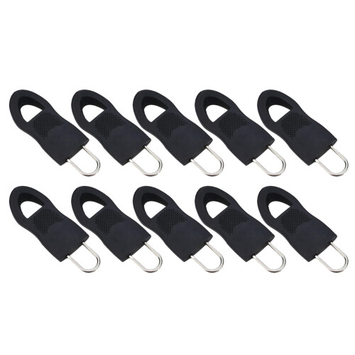 10Pcs Detachable Zip Fixer Zipper Tags Repair Pull Tab Black 3.4x1.4cm 1