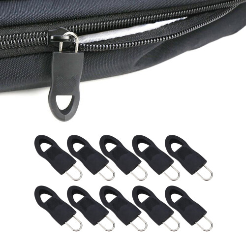 10Pcs Detachable Zip Fixer Zipper Tags Repair Pull Tab Black 3.4x1.4cm 2