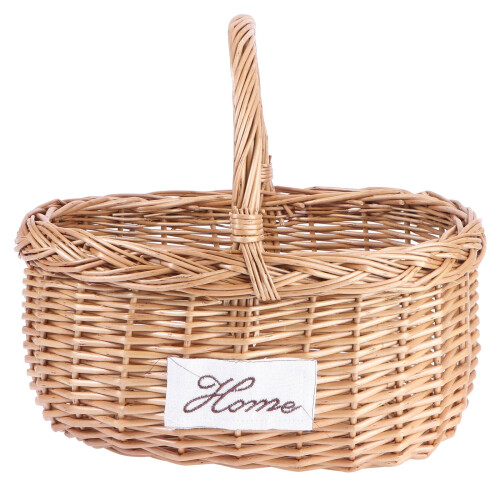 1Pc Willow Weaving Picnic Basket Portable Outdoor Fruit Storage Holder (Brown) 2