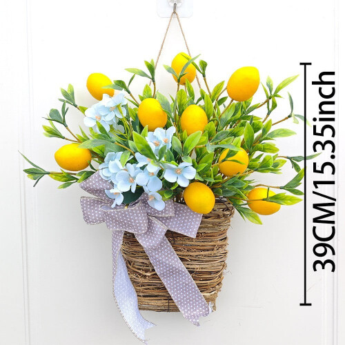 Artificial Spring Flower Wreath with Lemon 39cm 2