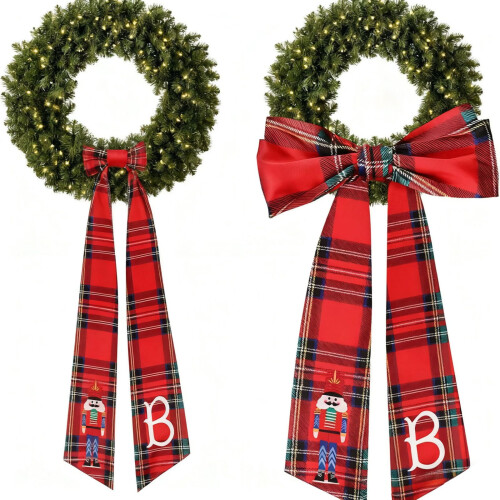 2 Pack Plaid Wreath Sash Ribbons 140cm 2