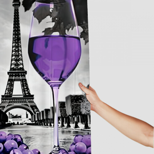 Wine Grapes & Eiffel Tower Shower Curtain, Polyester, 71 x 2