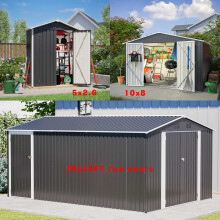 (5X2.6FT, Anthracite) Birchtree Steel Apex Garden Shed | Metal Garden Tool Shed