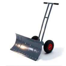 SwitZer Rolling Snow Plow Heavy Duty Metal Snow Shovel W/ Wheels