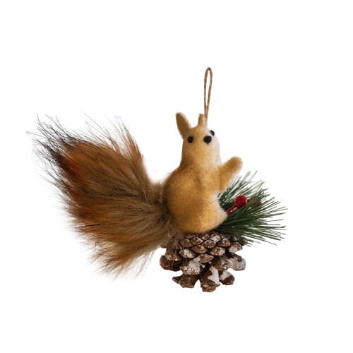 Realistic Squirrel Christmas Ornament Foam Furry White 1